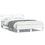 Sengeramme Med Hodegavl Hvit 120X200 Cm Konstruert Tre