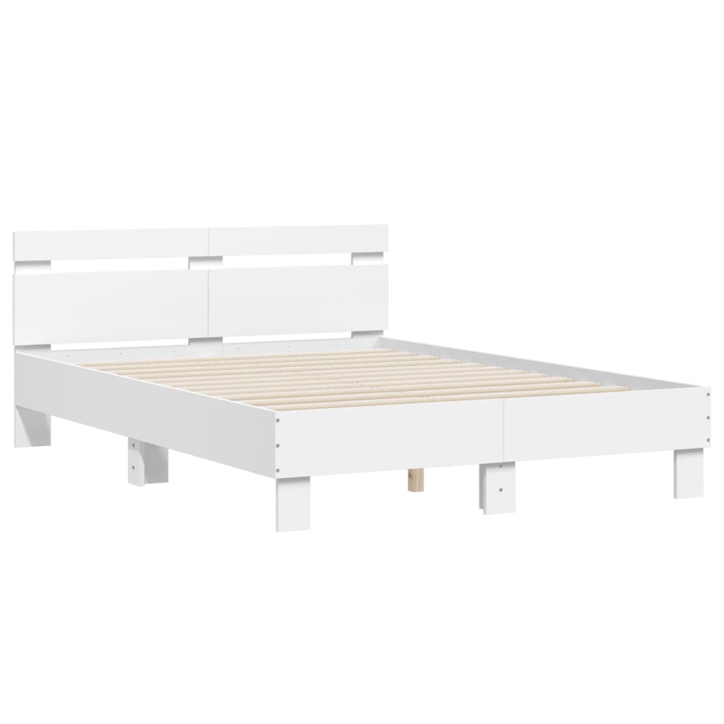 Sengeramme Med Hodegavl Hvit 120X200 Cm Konstruert Tre