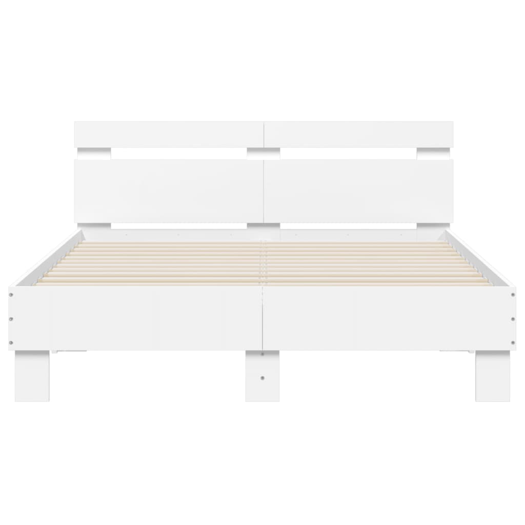 Sengeramme Med Hodegavl Hvit 120X200 Cm Konstruert Tre