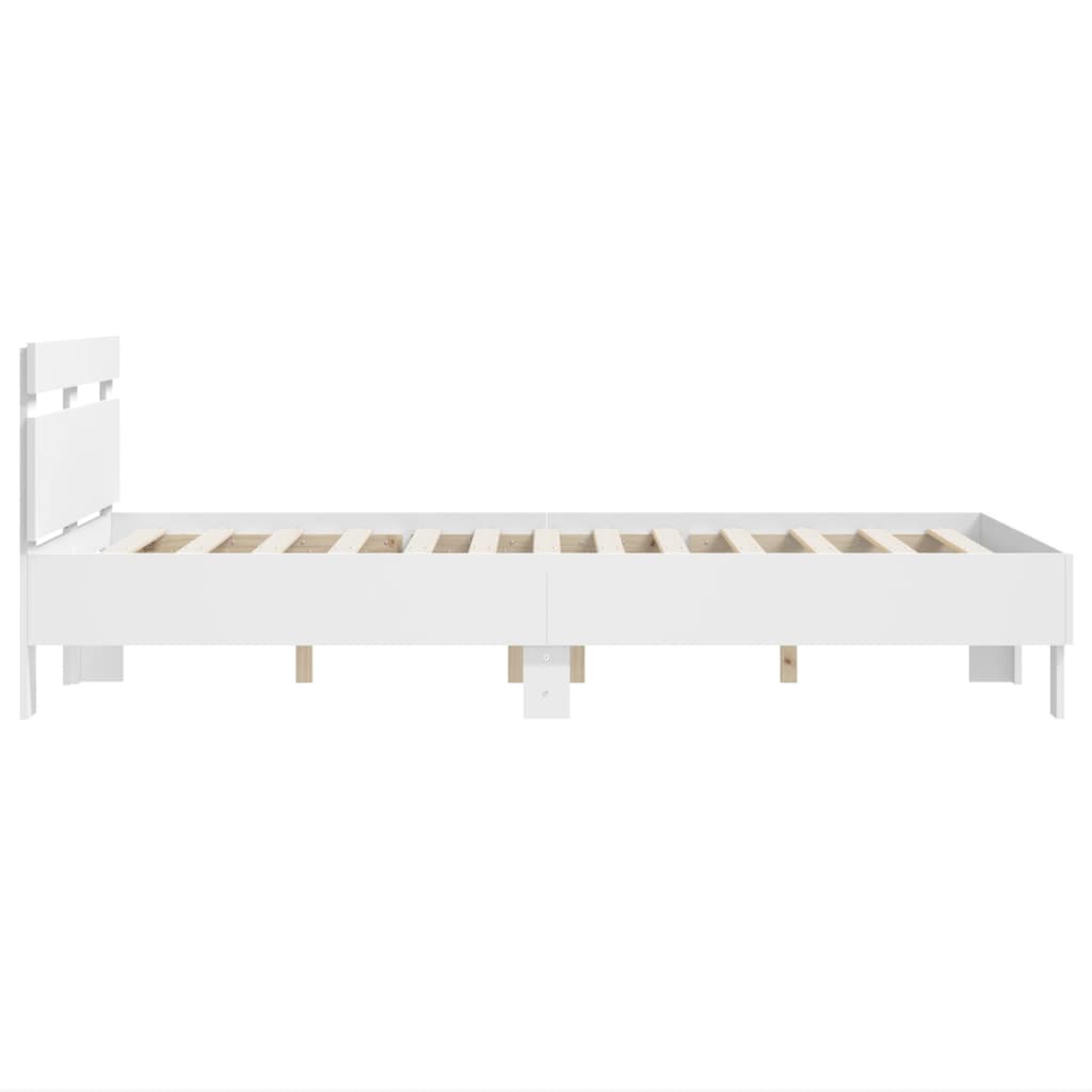 Sengeramme Med Hodegavl Hvit 120X200 Cm Konstruert Tre