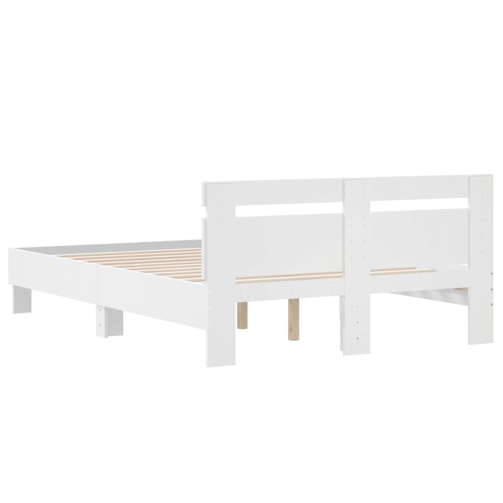 Sengeramme Med Hodegavl Hvit 120X200 Cm Konstruert Tre