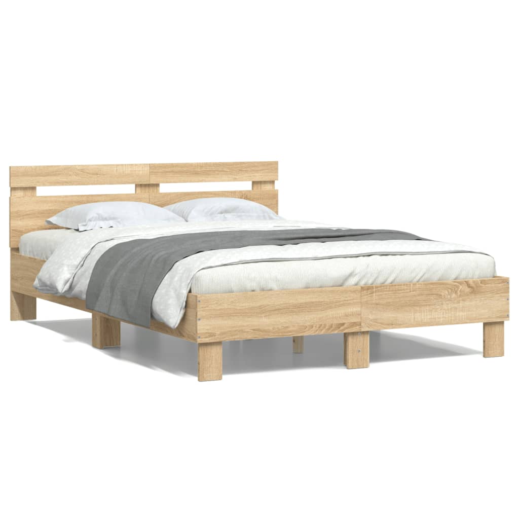 Sengeramme Med Hodegavl Sonoma Eik 120X200 Cm Konstruert Tre