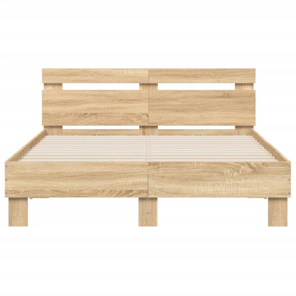 Sengeramme Med Hodegavl Sonoma Eik 120X200 Cm Konstruert Tre