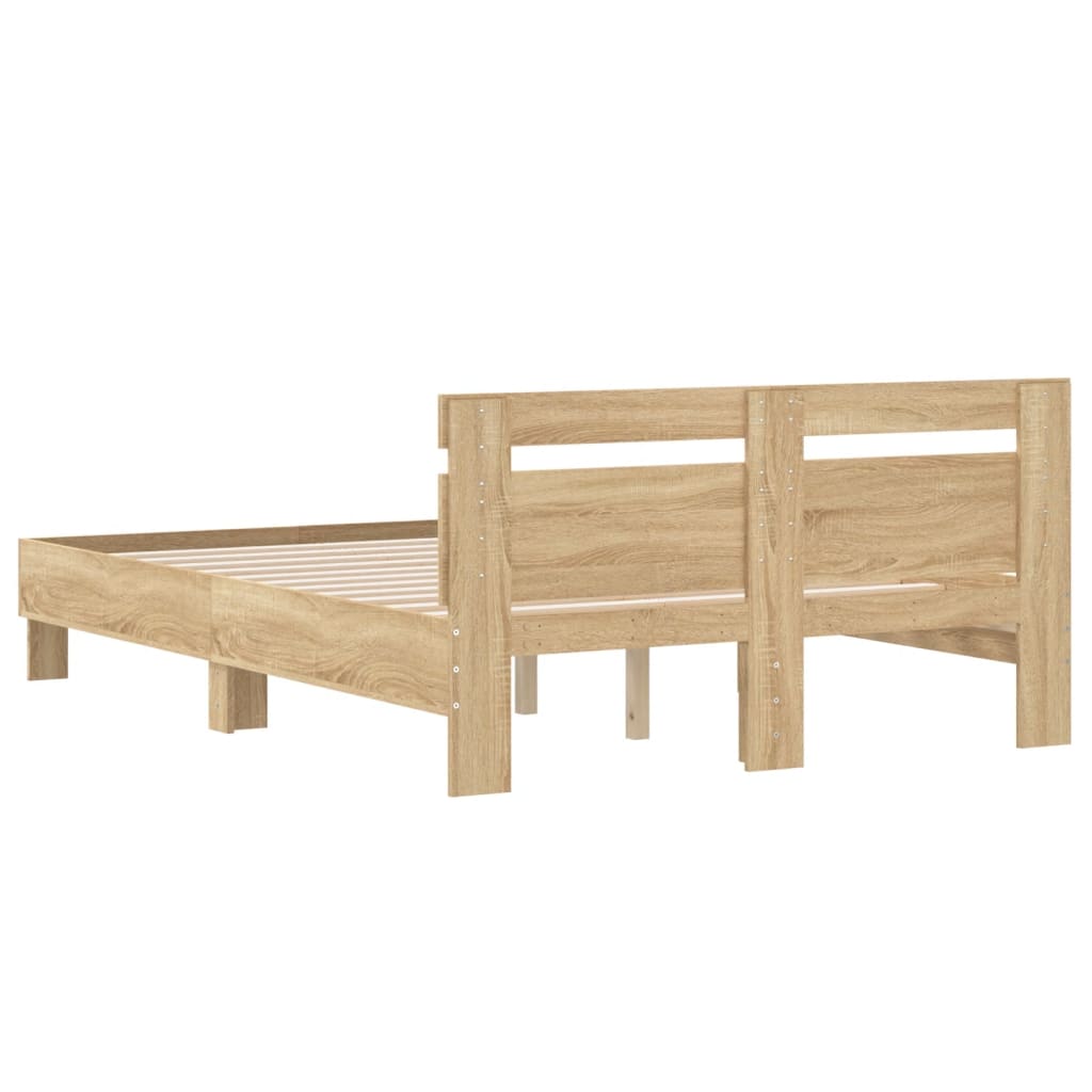 Sengeramme Med Hodegavl Sonoma Eik 120X200 Cm Konstruert Tre