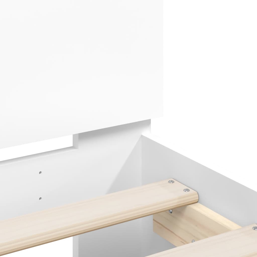 Sengeramme Med Sengegavl Og Led Hvit 200X200 Cm