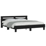 Sengeramme Med Hodegavl Og Led Svart 200X200 Cm
