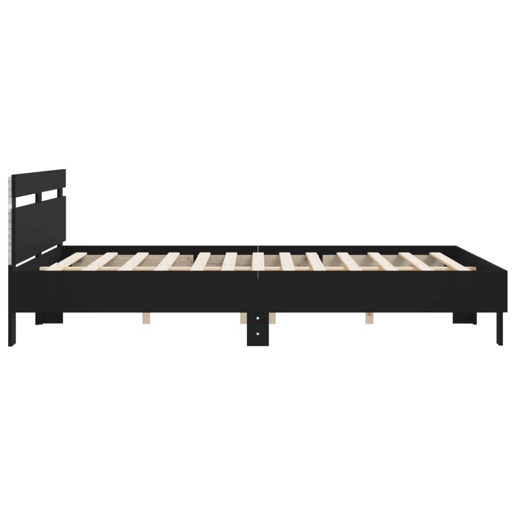 Sengeramme Med Hodegavl Og Led Svart 200X200 Cm