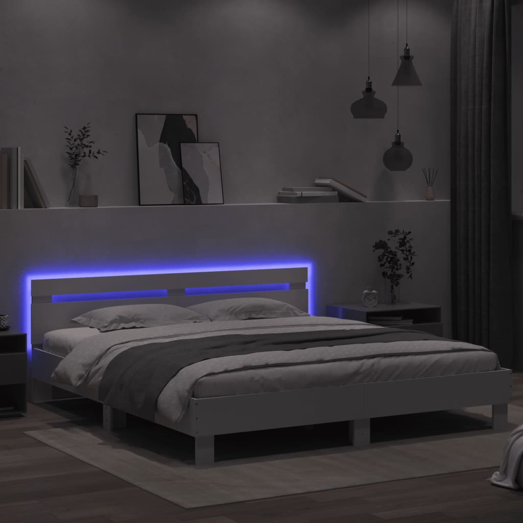 Sengeramme Med Hodegavl Og Led Hvit 180X200 Cm