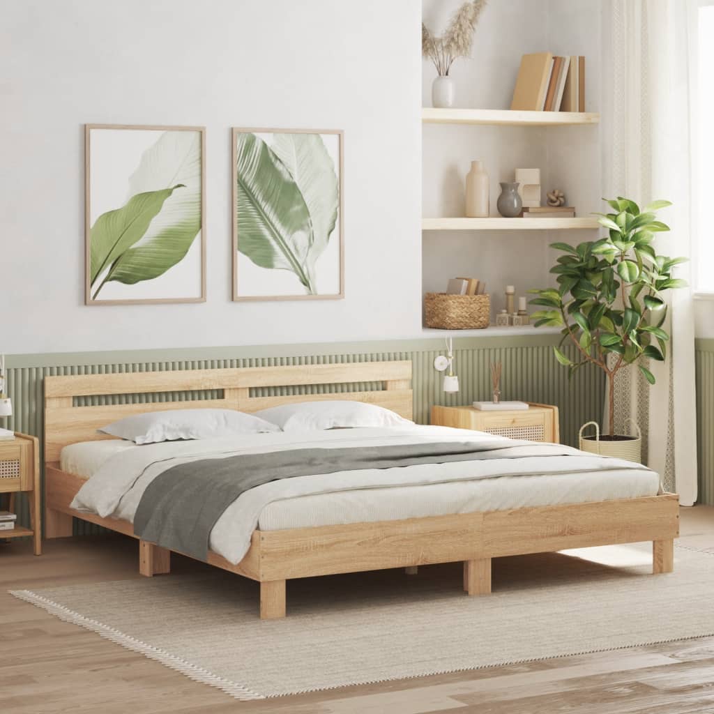 Sengeramme Med Hodegavl Og Led Sonoma Eik 180X200 Cm