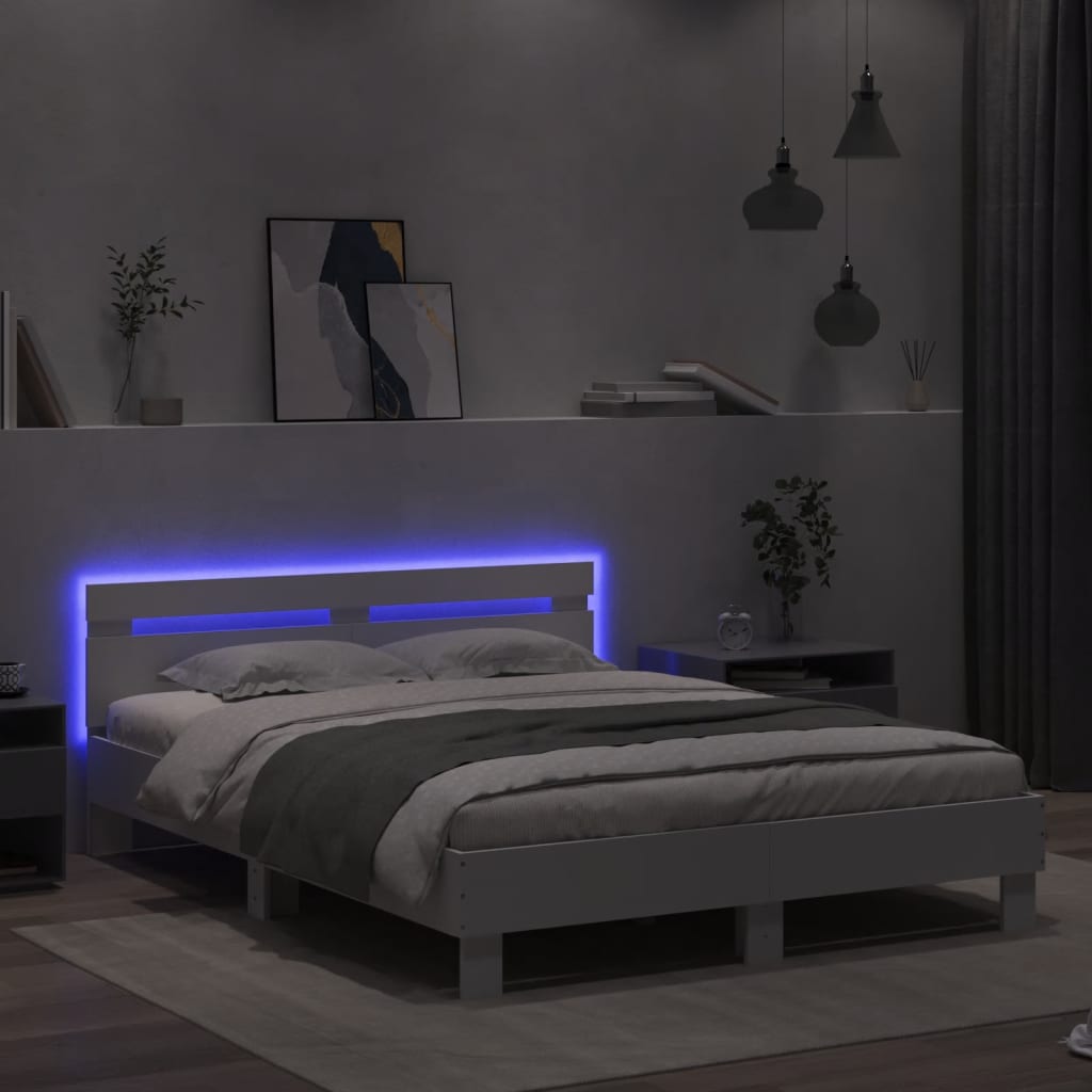 Sengeramme Med Sengegavl Og Led Hvit 150X200 Cm