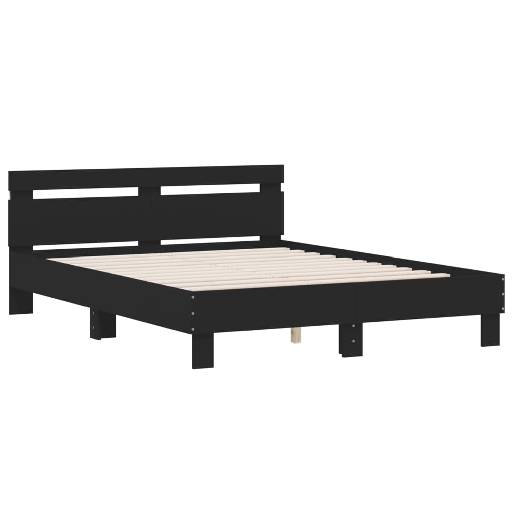 Sengeramme Med Led Uten Madrass Sort 150X200 Cm