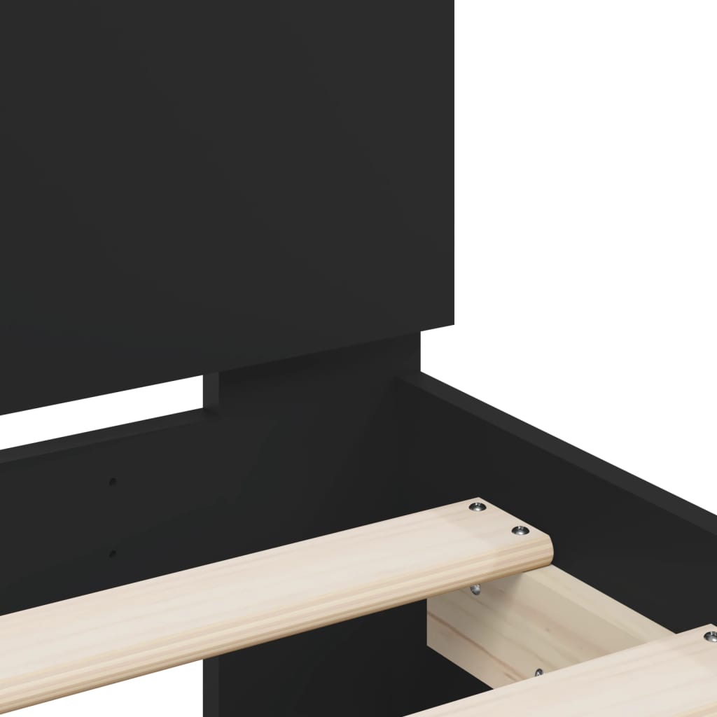 Sengeramme Med Led Uten Madrass Sort 150X200 Cm