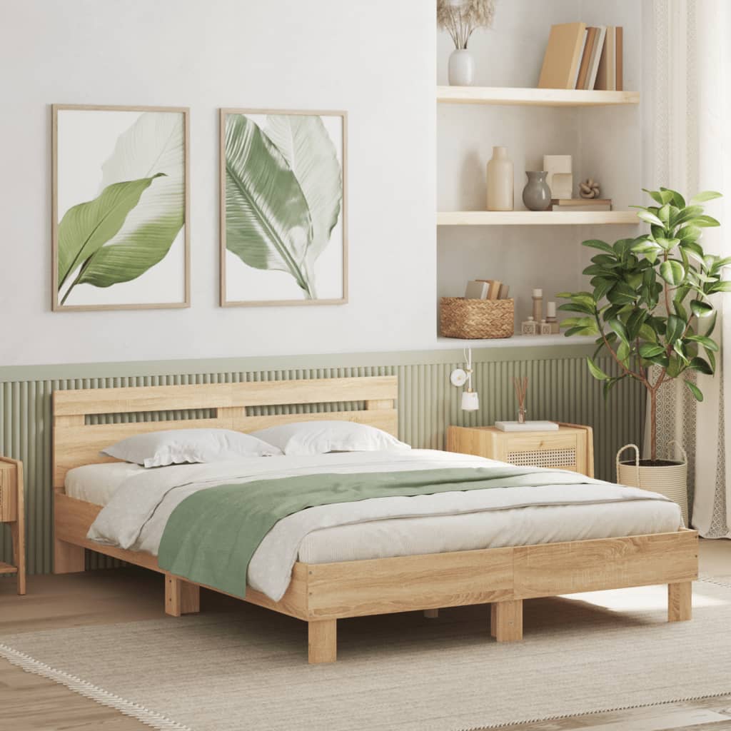 Sengeramme Med Hodegavl Og Led Sonoma Eik 150X200 Cm