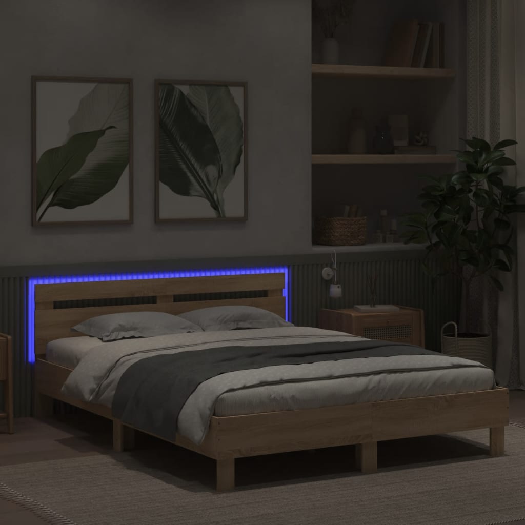 Sengeramme Med Hodegavl Og Led Sonoma Eik 140X200 Cm