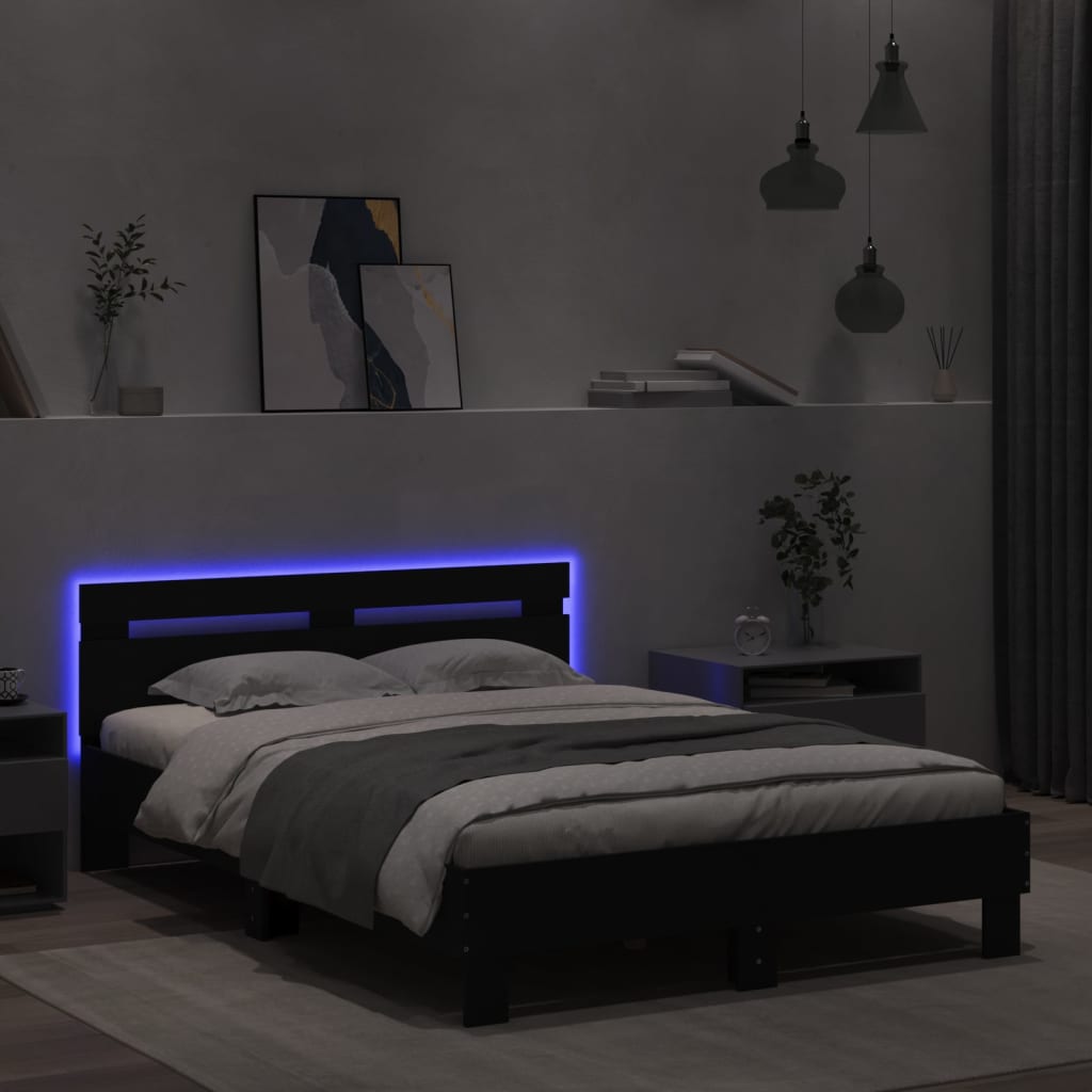 Sengeramme Med Hodegavl Og Led Svart 120X200 Cm
