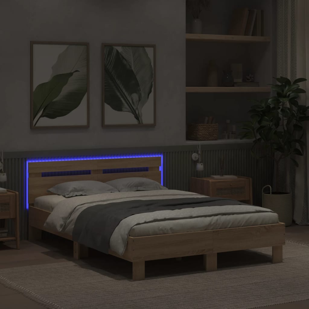 Sengeramme Med Hodegavl Og Led Sonoma Eik 120X200 Cm