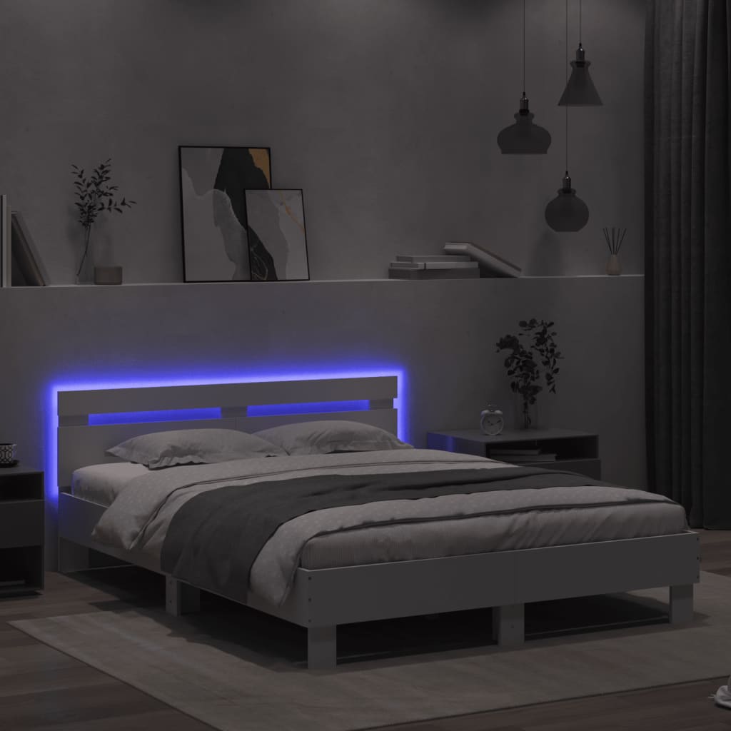 Sengeramme Med Hodegavl Og Led Hvit 140X190 Cm