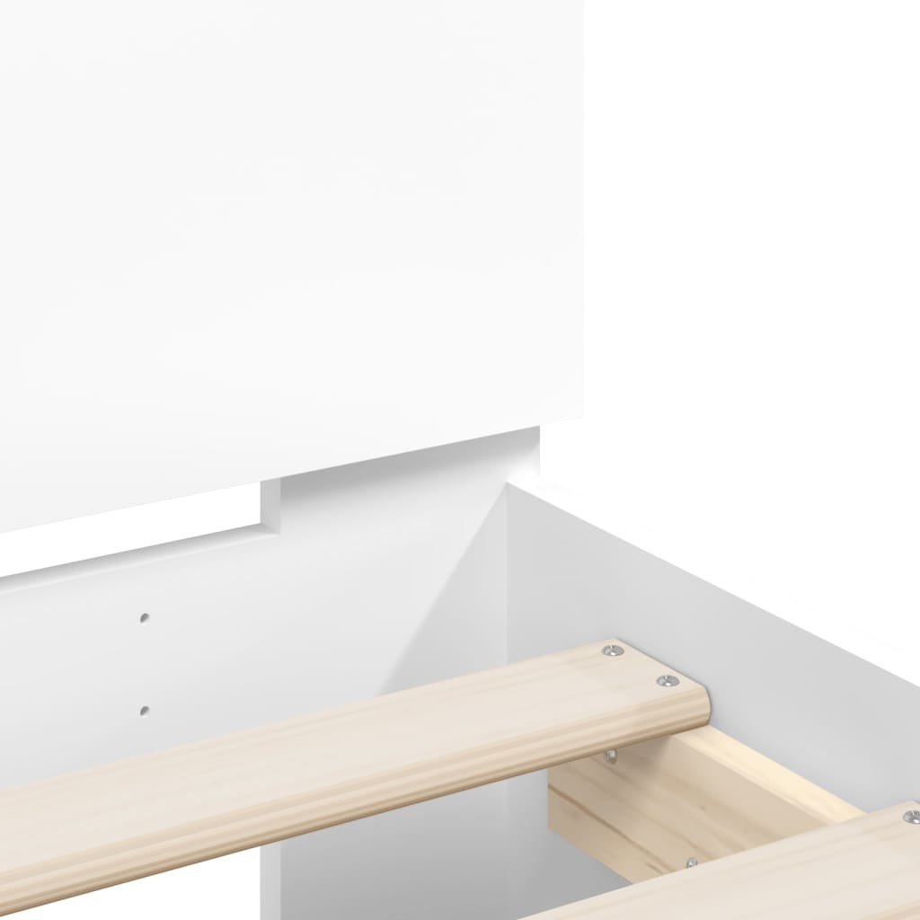 Sengeramme Med Hodegavl Og Led Hvit 140X190 Cm