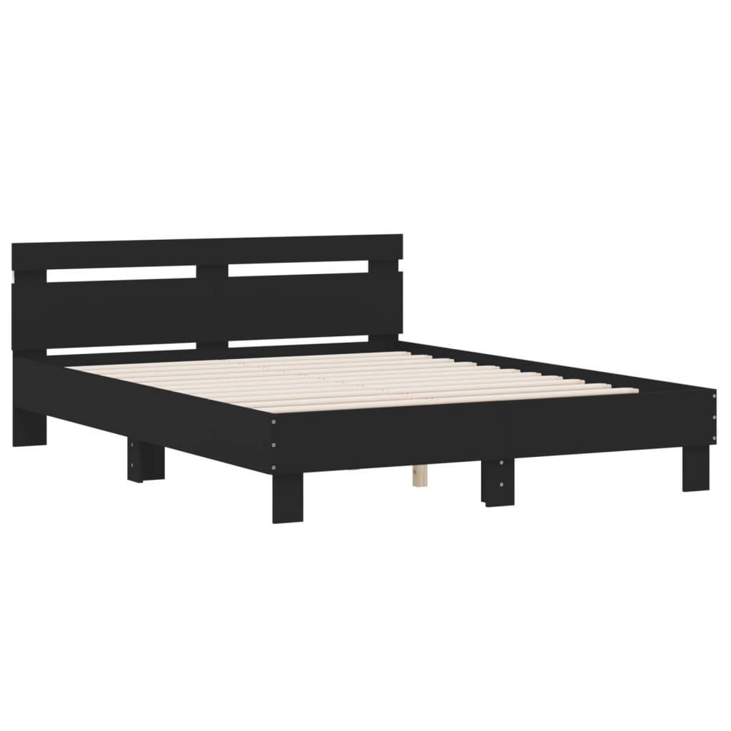 Sengeramme Med Hodegavl Og Led Svart 140X190 Cm