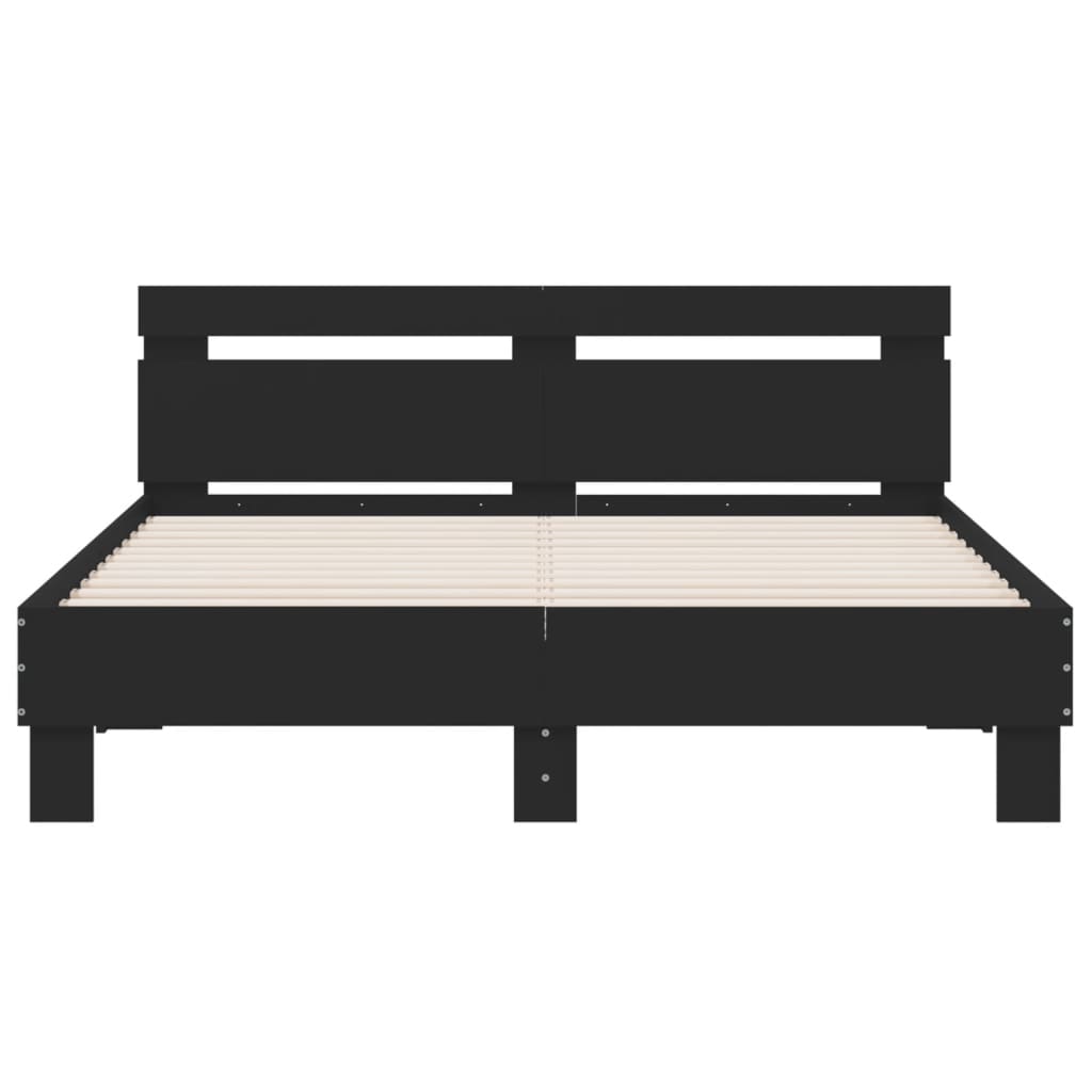 Sengeramme Med Hodegavl Og Led Svart 140X190 Cm