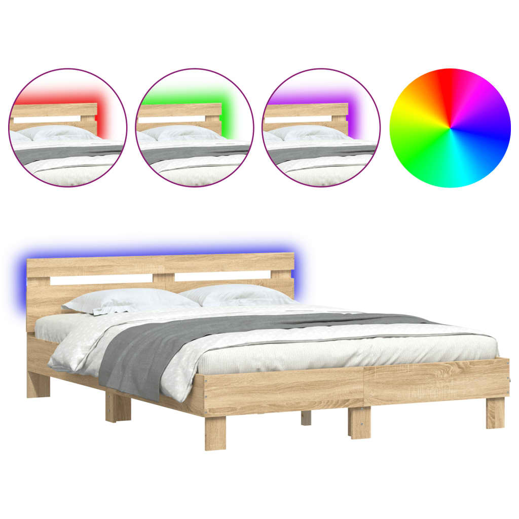 Sengeramme Med Hodegavl Og Led Sonoma Eik 140X190 Cm