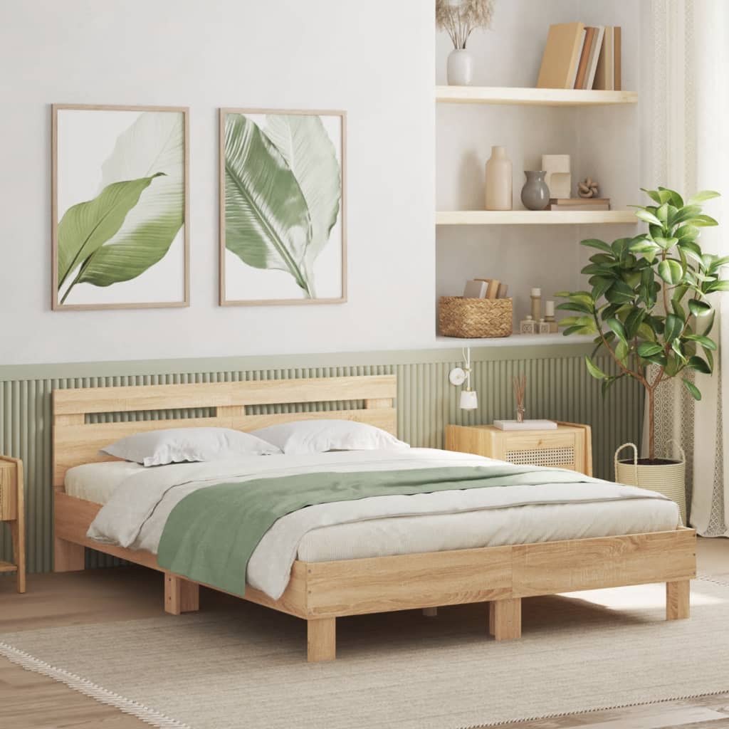 Sengeramme Med Hodegavl Og Led Sonoma Eik 140X190 Cm