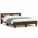 Sengeramme Med Hodegavl Og Led Brun Eik 140X190 Cm