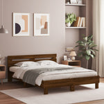 Sengeramme Med Hodegavl Og Led Brun Eik 140X190 Cm