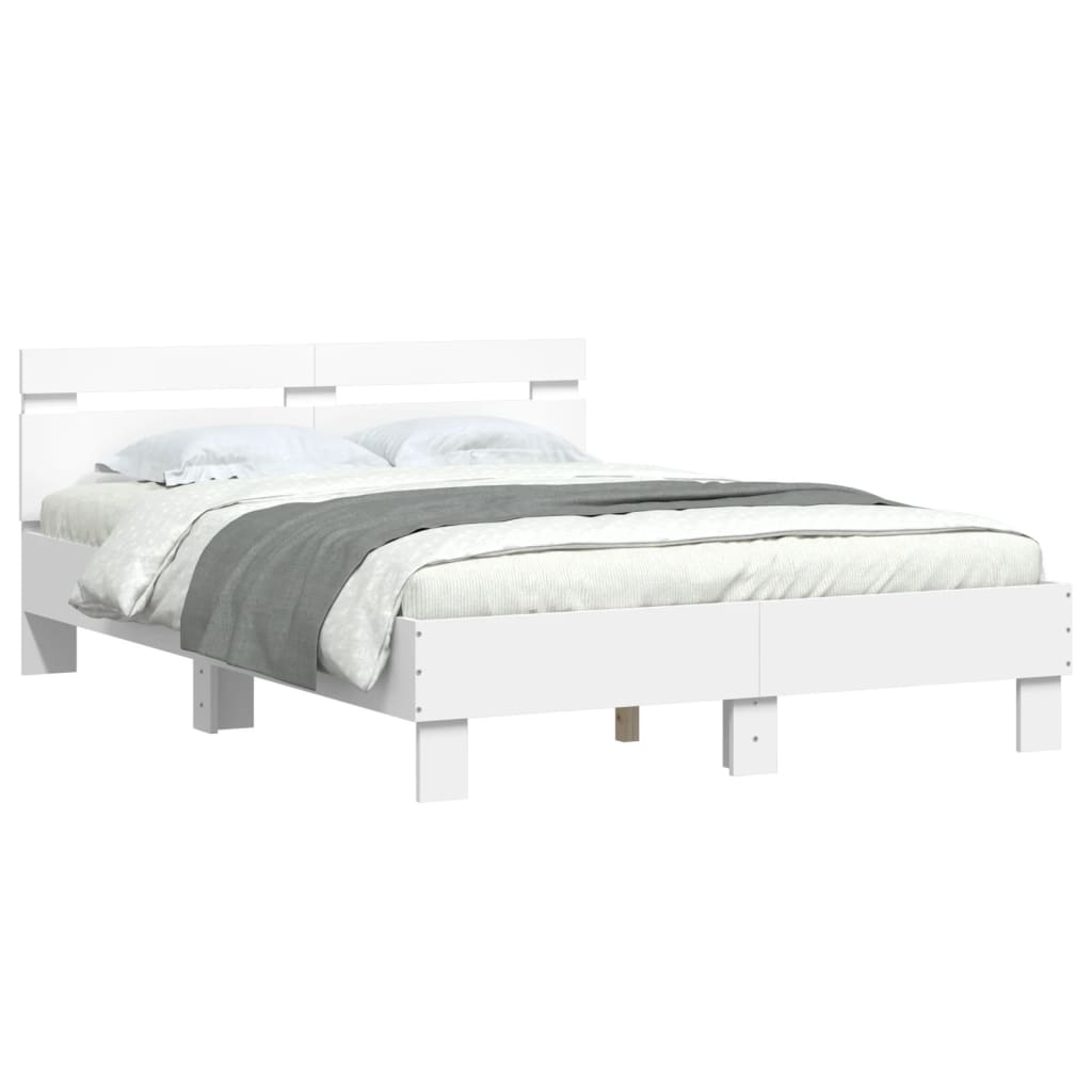 Sengeramme Med Hodegavl Og Led Hvit 135X190 Cm