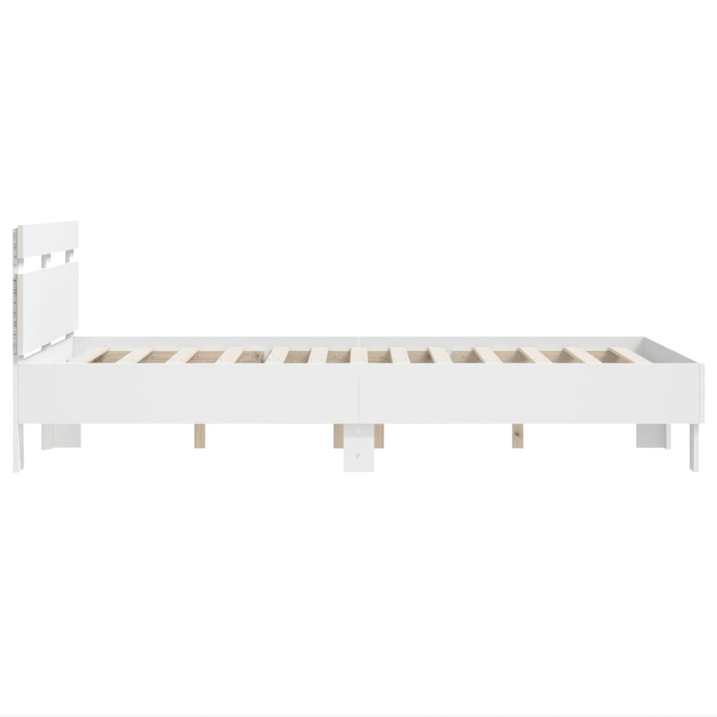 Sengeramme Med Hodegavl Og Led Hvit 135X190 Cm