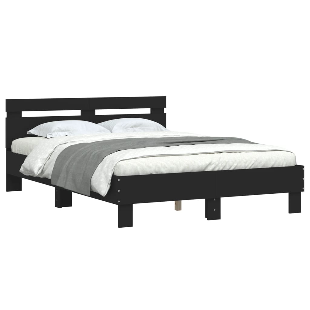 Sengeramme Med Hodegavl Og Led Svart 135X190 Cm