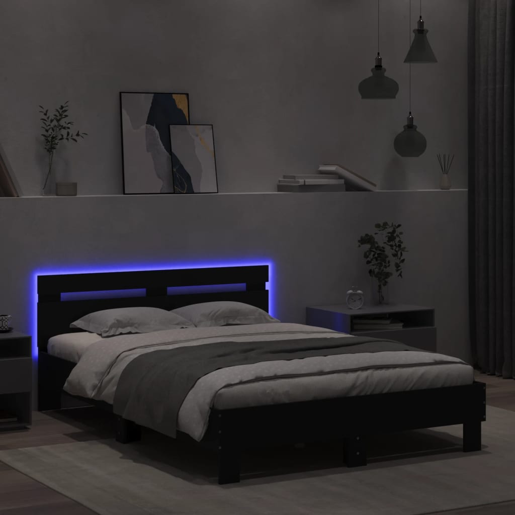 Sengeramme Med Hodegavl Og Led Svart 135X190 Cm