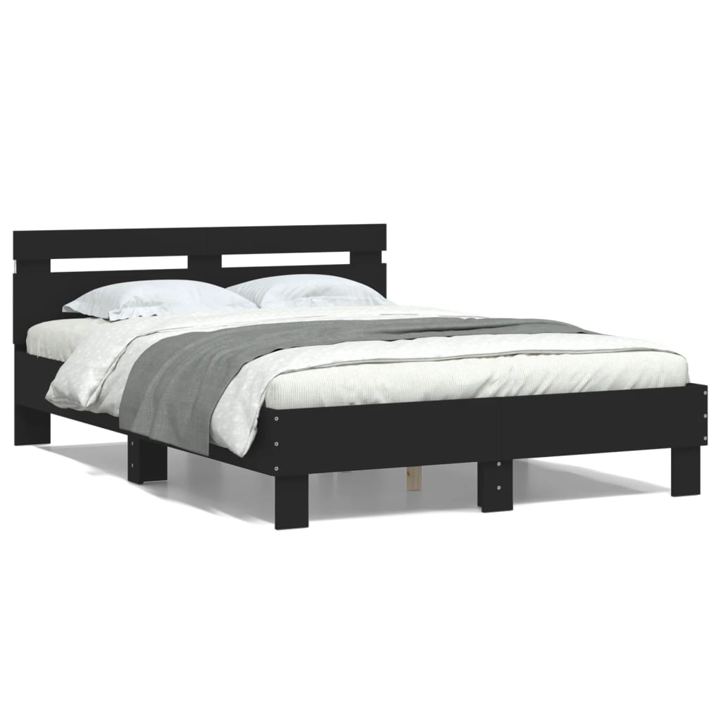 Sengeramme Med Hodegavl Og Led Svart 135X190 Cm