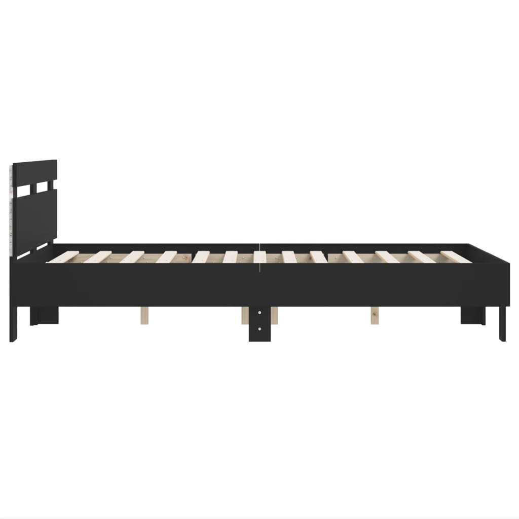 Sengeramme Med Hodegavl Og Led Svart 135X190 Cm
