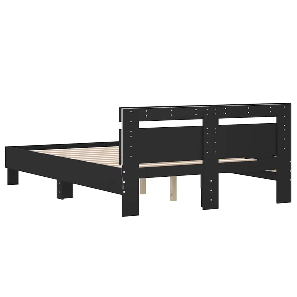 Sengeramme Med Hodegavl Og Led Svart 135X190 Cm