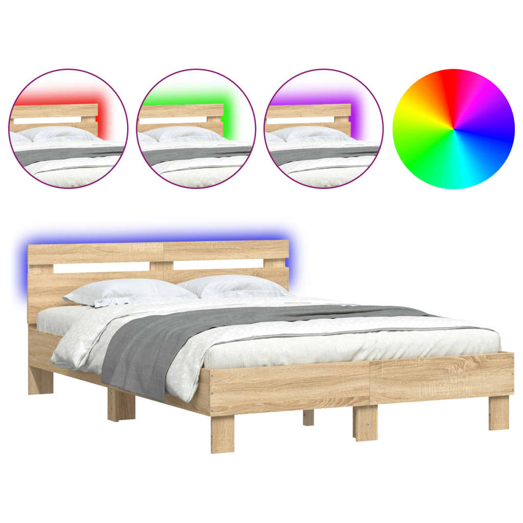 Sengeramme Med Hodegavl Og Led Sonoma Eik 135X190 Cm