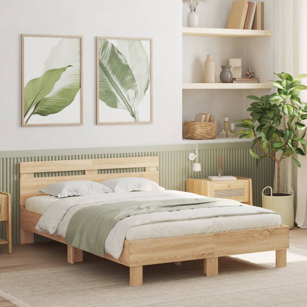 Sengeramme Med Hodegavl Og Led Sonoma Eik 135X190 Cm