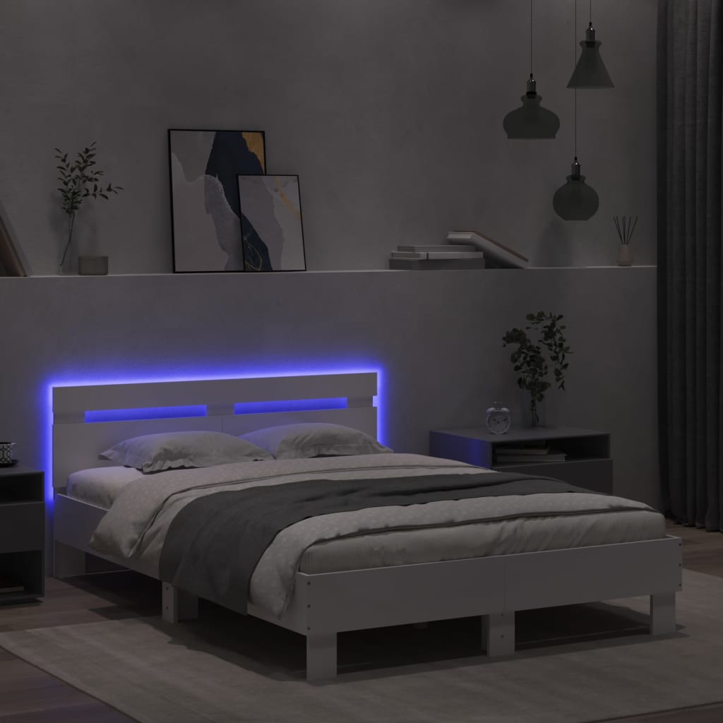 Sengeramme Med Hodegavl Og Led Hvit 120X190 Cm