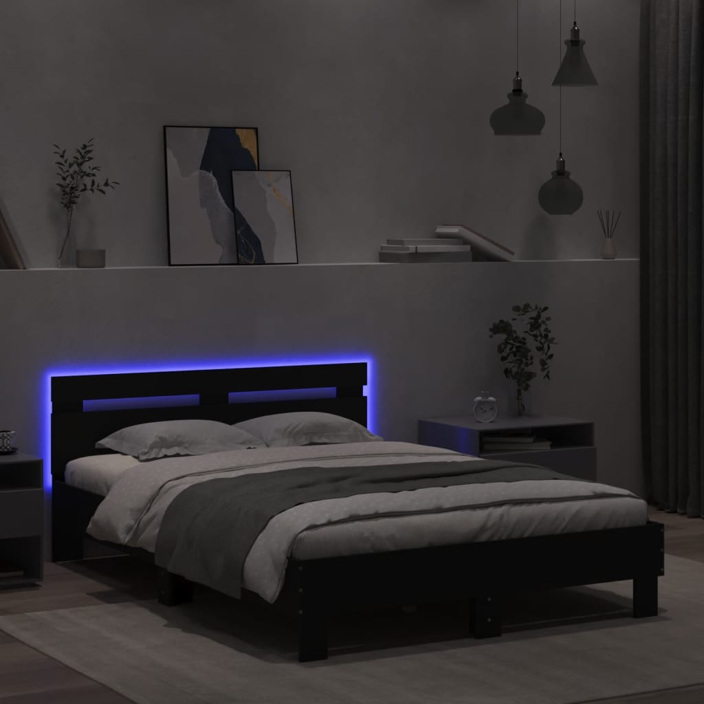 Sengeramme Med Hodegavl Og Led Svart 120X190 Cm