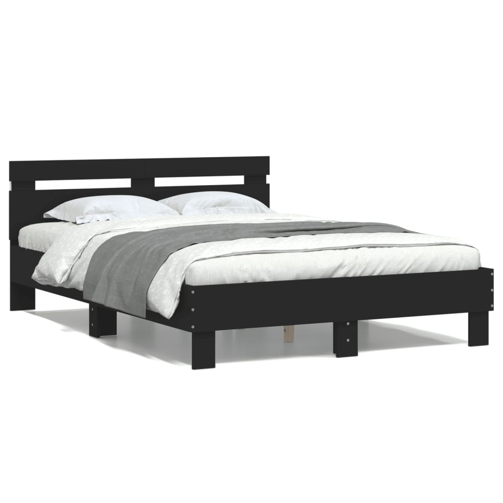 Sengeramme Med Hodegavl Og Led Svart 120X190 Cm