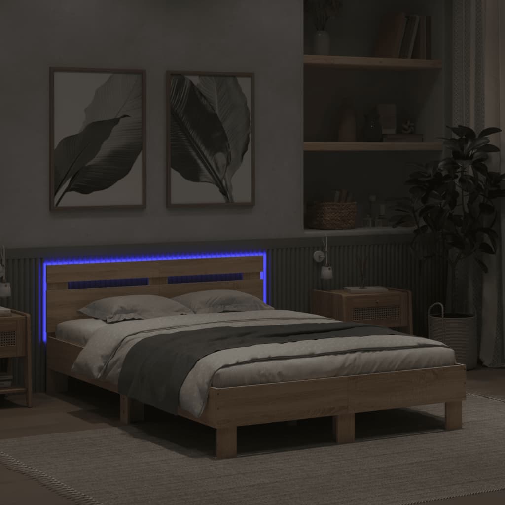 Sengeramme Med Hodegavl Og Led Sonoma Eik 120X190 Cm