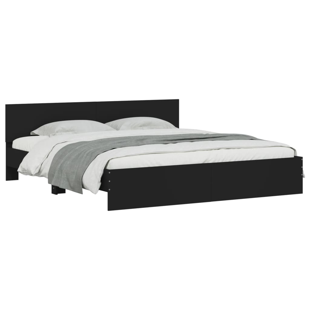 Sengeramme Med Hodegavl Og Led Svart 180X200 Cm