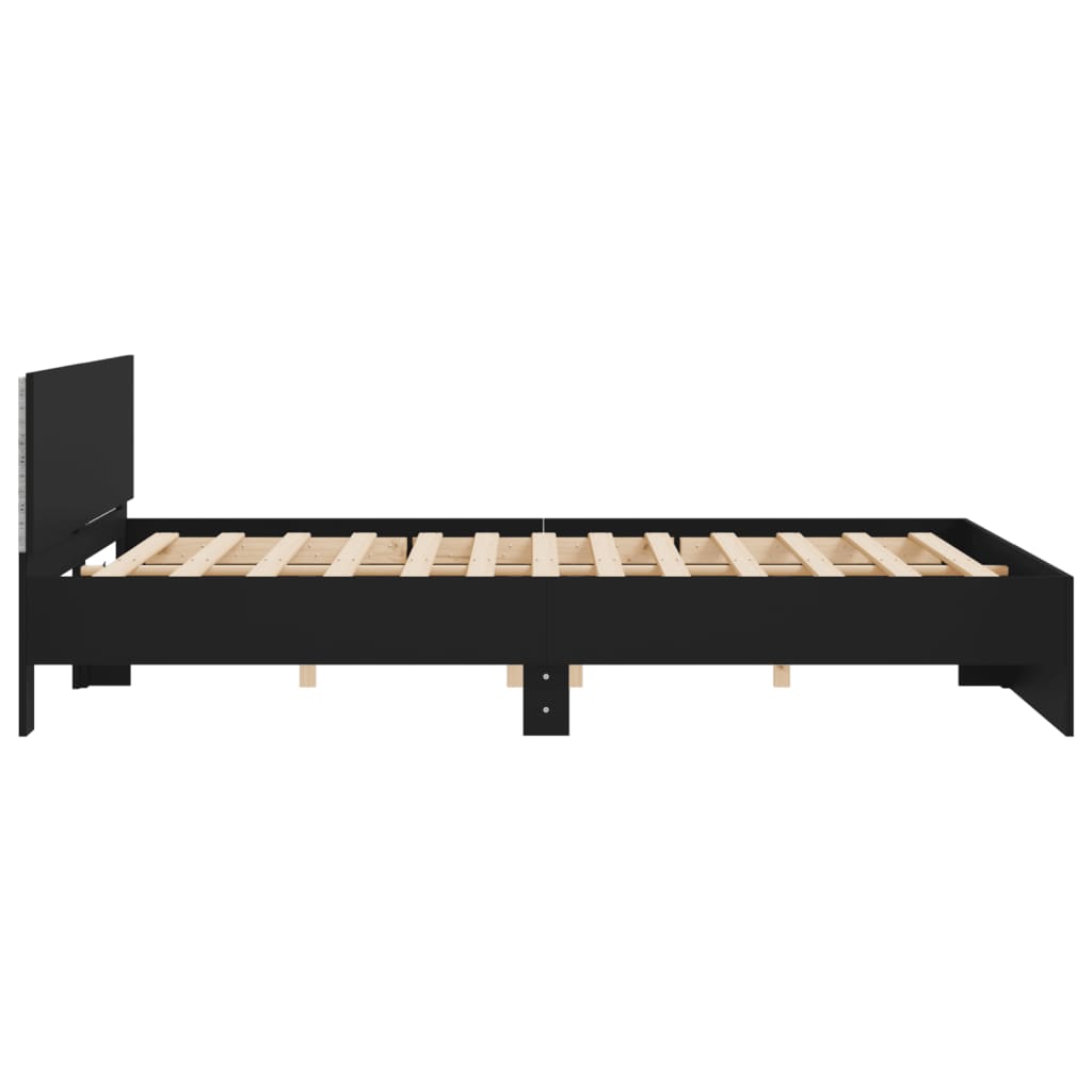Sengeramme Med Hodegavl Og Led Svart 180X200 Cm