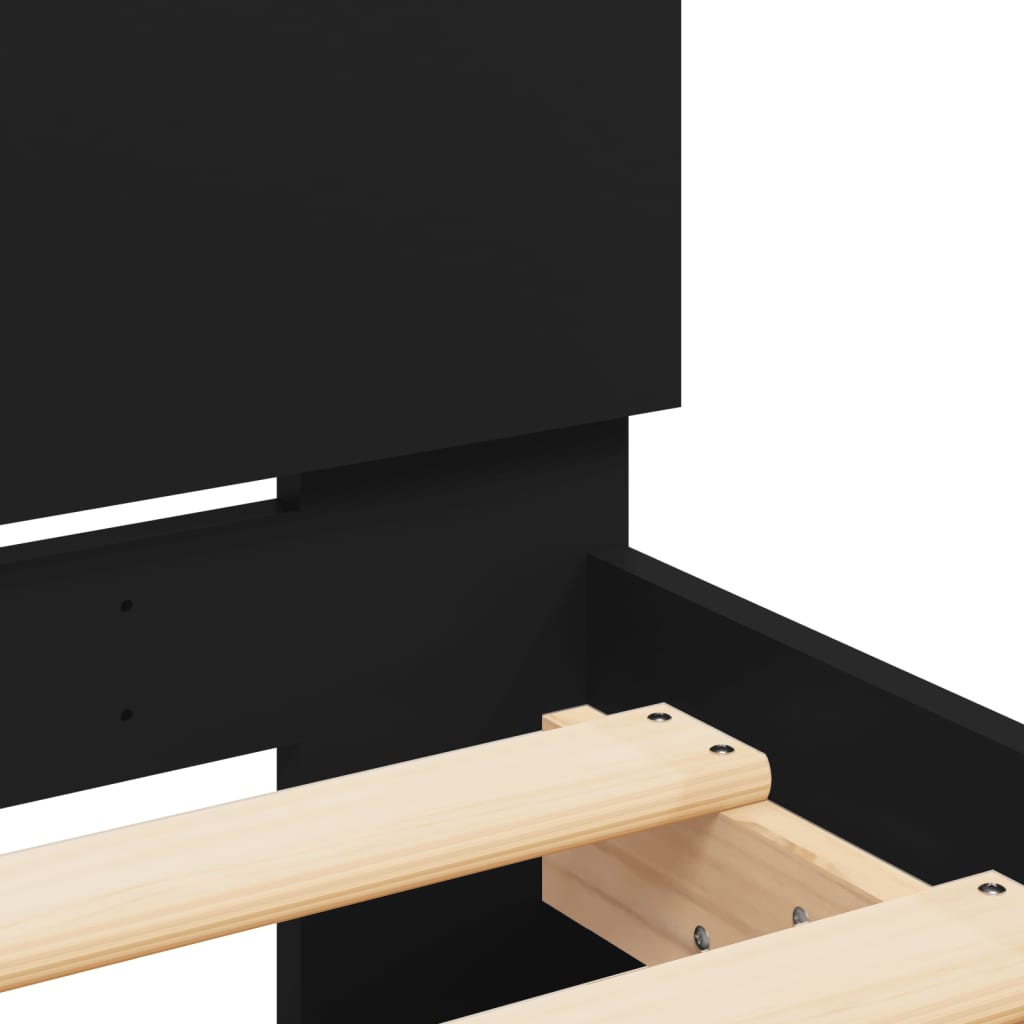 Sengeramme Med Hodegavl Og Led Svart 180X200 Cm