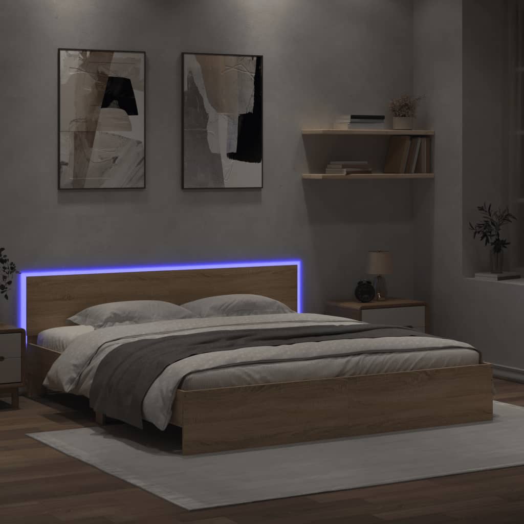 Sengeramme Med Hodegavl Og Led Sonoma Eik 180X200 Cm