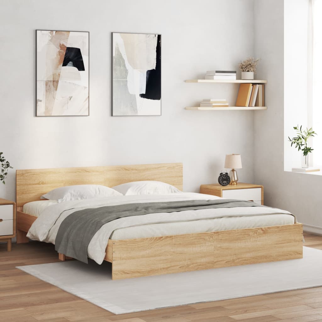 Sengeramme Med Hodegavl Og Led Sonoma Eik 180X200 Cm