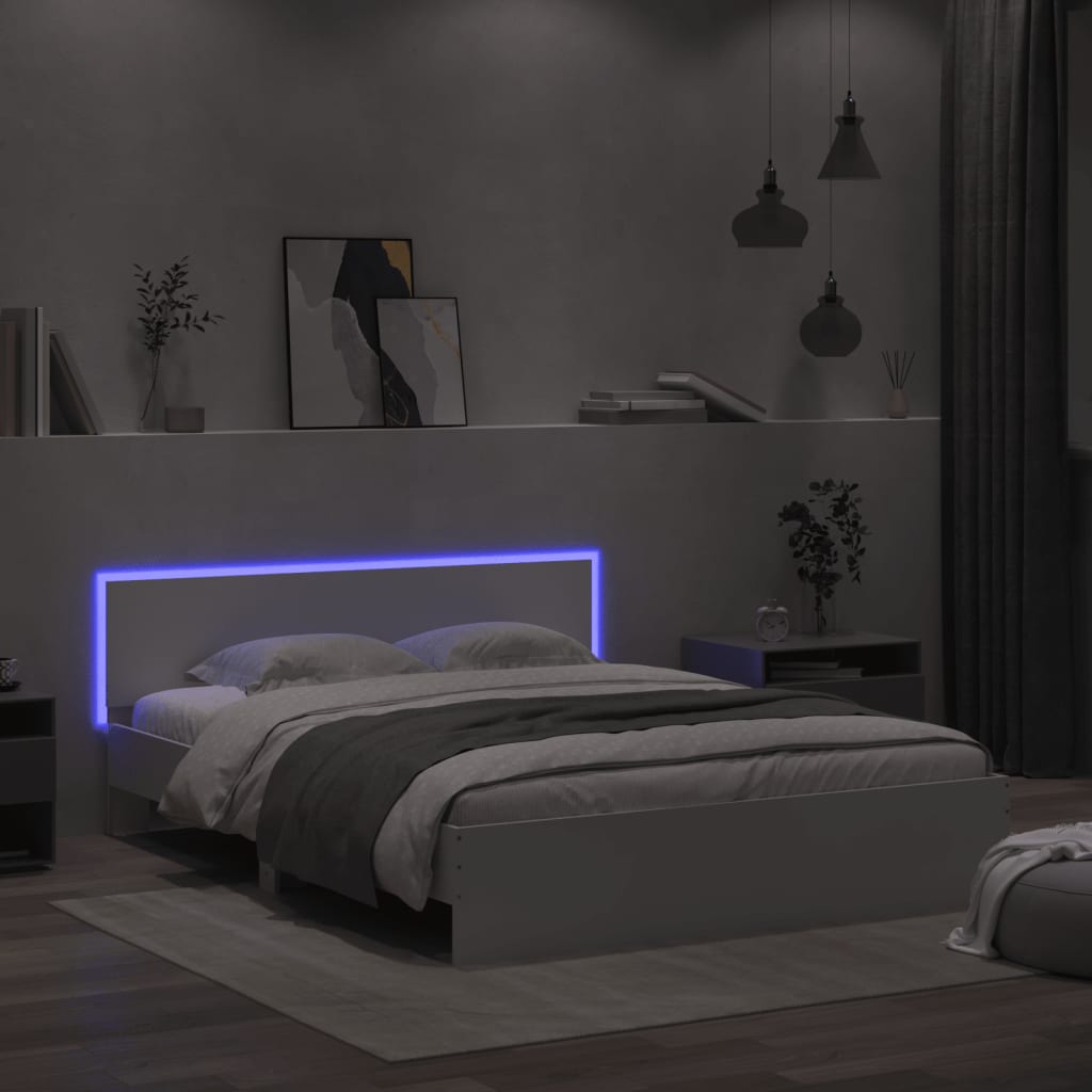 Sengeramme Med Hodegavl Og Led Hvit 160X200 Cm