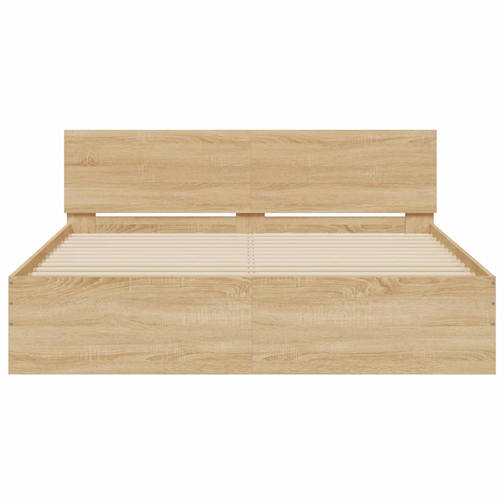 Sengeramme Med Hodegavl Og Led Sonoma Eik 160X200 Cm