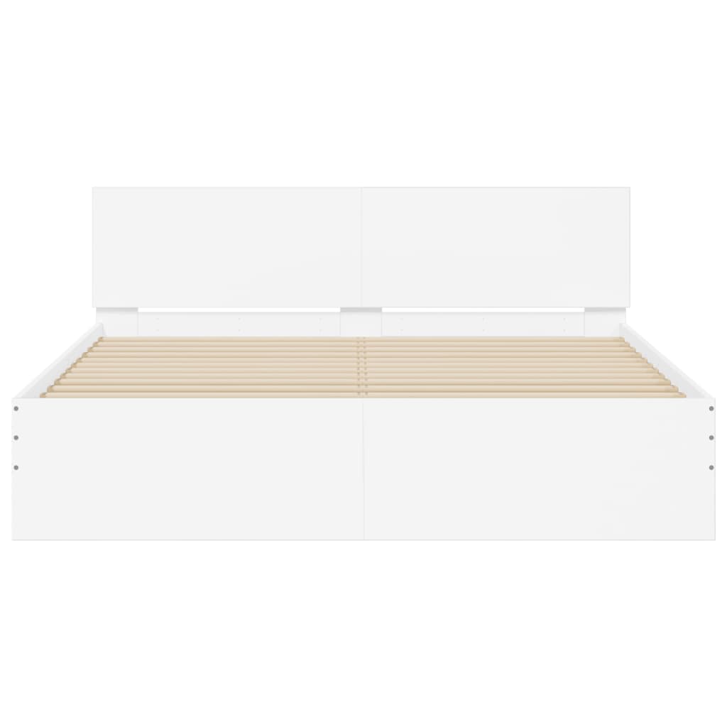 Sengeramme Med Sengegavl Og Led Hvit 150X200 Cm