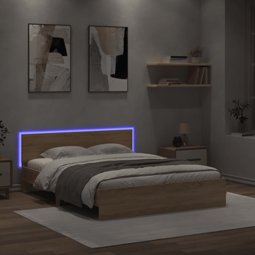 Sengeramme Med Hodegavl Og Led Sonoma Eik 150X200 Cm